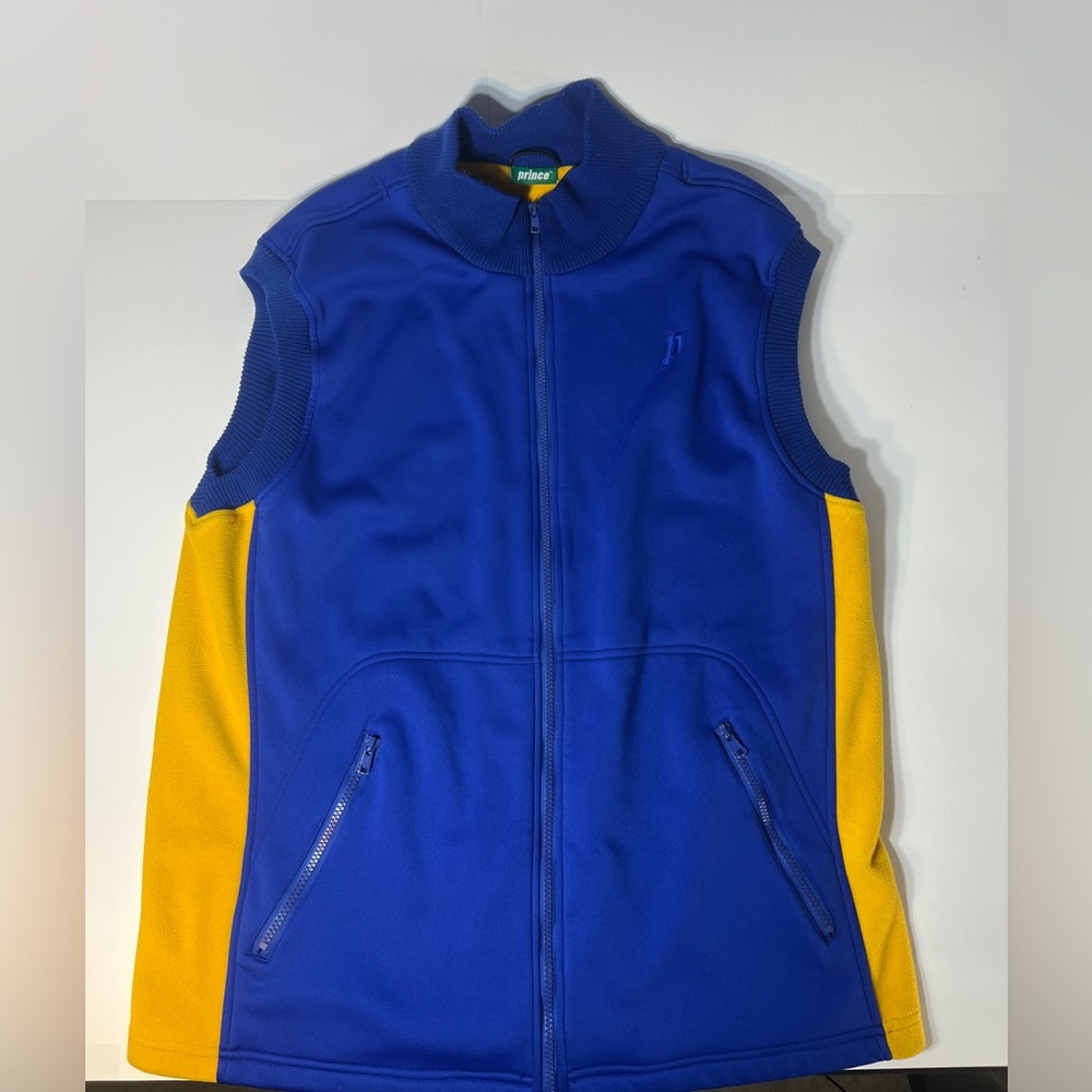 Prince Brand 100% Polyester Vest Blue / Yellow w/Zippers Size Large Unisex